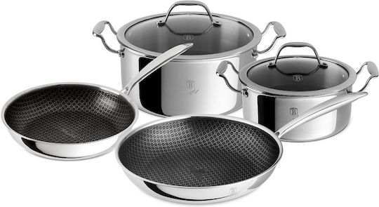 Berlinger Haus Berlinger Haus Cookware Set in Silver Stainless Steel with Non-stick Interior Coating 4 Pieces