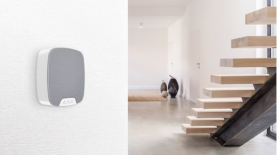 Ajax Systems Homesiren RF (Request for) - Anfrage für Alarm Siren Batterie Outdoor 105dB with Weiß Light 7.5x7.6cm
