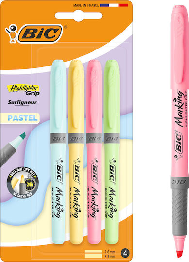 BIC Grip Pastel Textmarker 1mm Mehrfarbig 4Stück