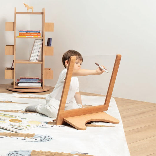Montessori Περιστρεφόμενη Βιβλιοθήκη Δαπέδου Ξύλινη Καφέ 61x12x107.5cm