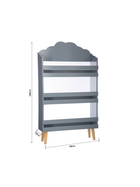 Wooden Floor Bookcase Gray 58x18x100cm