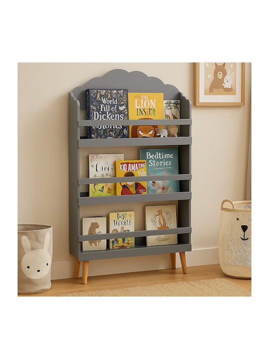 Wooden Floor Bookcase Gray 58x18x100cm