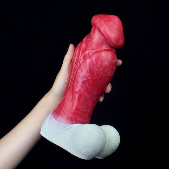 Kinksters Realistic Dildo with Scrotum Red