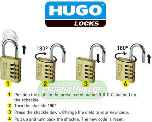 Hugo Locks Μπρούτζινο Λουκέτο Μακρύλαιμο Συνδυασμού 20mm