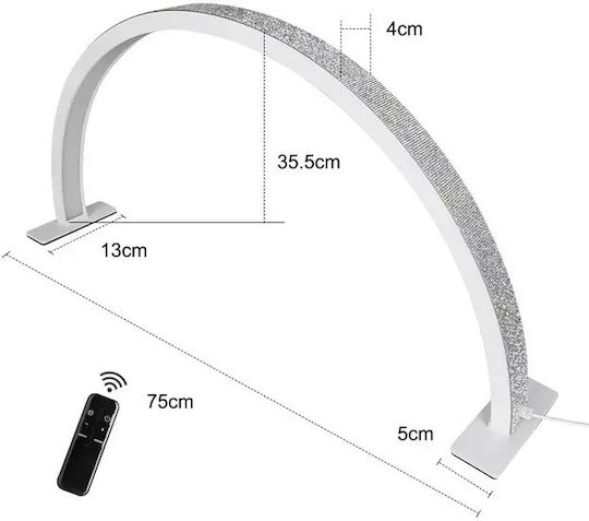 Lampă de masă cu LED, ajustare de culoare, formă de semilună, alb, 75cm