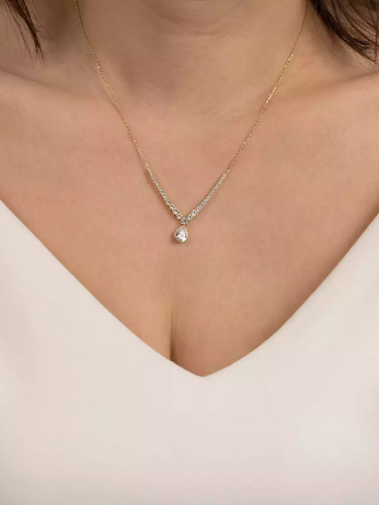 Set with Necklace , Earrings & Ring from Gold 9K with Stones