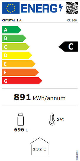 Crystal SA CR 800 Getränkekühlschrank 783Es Einzeltürig H208xB77xT79cm Schwarz