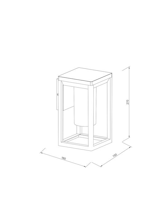 Inlight Wall-Mounted Outdoor Lantern E27 IP65 15x15x16cm