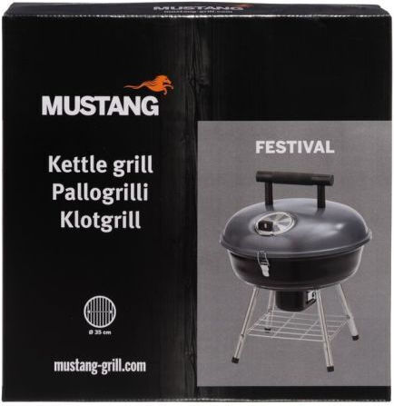 Mustang Rostfreier Stahl Holzkohlegrill Kessel mit Deckel 36cmx36cm