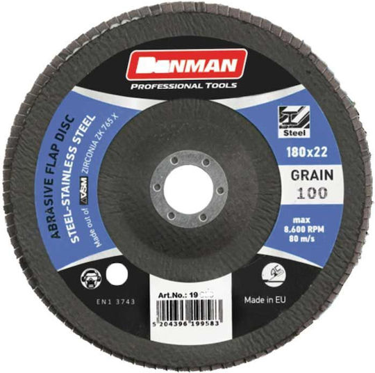 Benman Schleifscheibe Metall 180mm Geflügeltes P60
