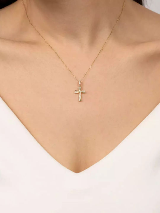 Femeiesc Aur Cruce 14K cu Lanț