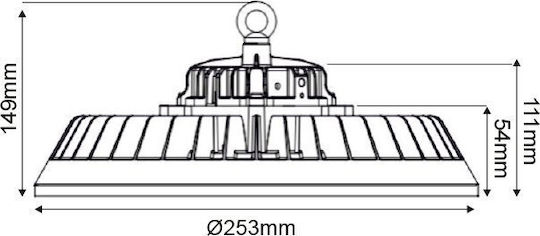 Aca Φωτιστικό Καμπάνα 100W Ψυχρό Λευκό 12000lm με Ενσωματωμένο LED Λευκό