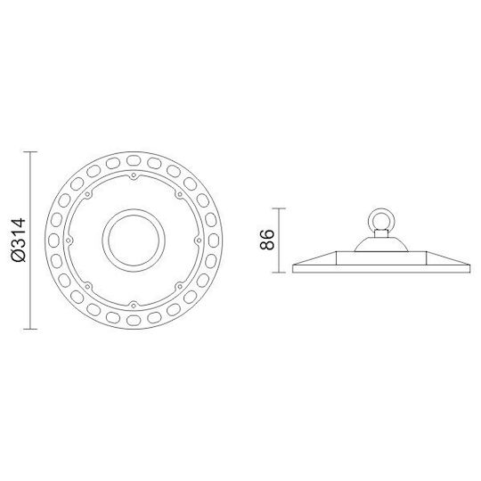 Spot Light Commercial Bell Light 200W Cool White 20000lm with Built-in LED Black Ø31.4xH8.6cm