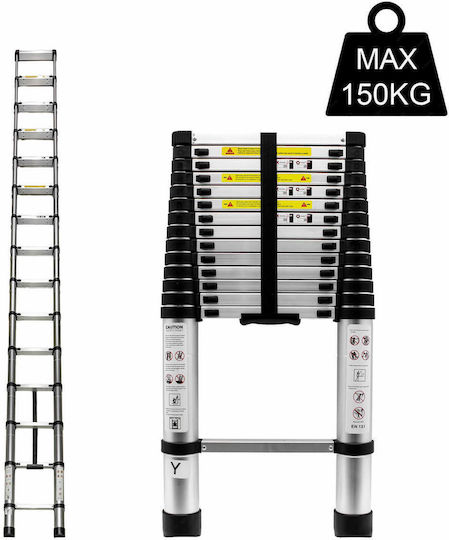 Teleskopische Leiter Aluminium 15 Stufen mit maximaler Höhe 4.4m