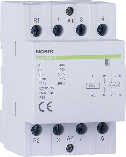 Noark Ρελέ Ράγας Ισχύος 63A Τετραπολικό με Τάση 230V
