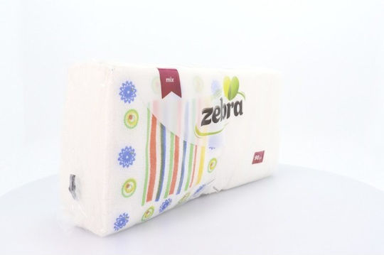 Zebra Mixed Napkin 1-Ply Multicolour 33x33cm 90pcs