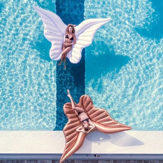 Inflatable Sea Mattress Angel Wings White 250x240cm