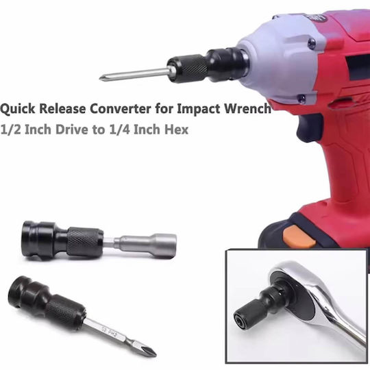 Adapter Pneumatic with Socket 1/2'' / 1/4'' / HEX and Output Bit Holder / 1/4''