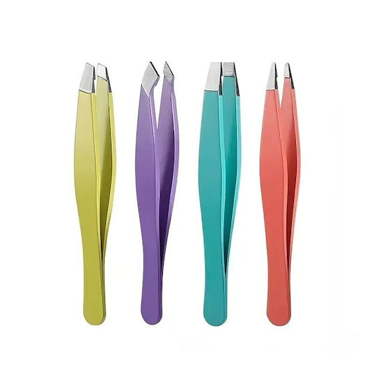 Set Mini Eyebrow Tweezers 4 Pieces Pastel Colors 13omo04