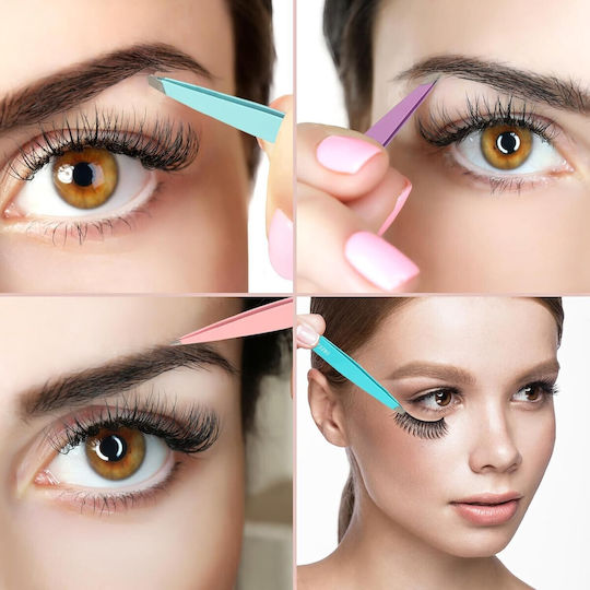 Set Mini Eyebrow Tweezers 4 Pieces Pastel Colors 13omo04