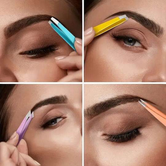 Set Mini Eyebrow Tweezers 4 Pieces Pastel Colors 13omo04