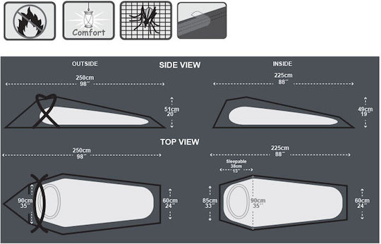Alpintec Skyline Footprint 220 X 80 X 90 X 60 Cm 220 X 80 X 90 X 60 Cm