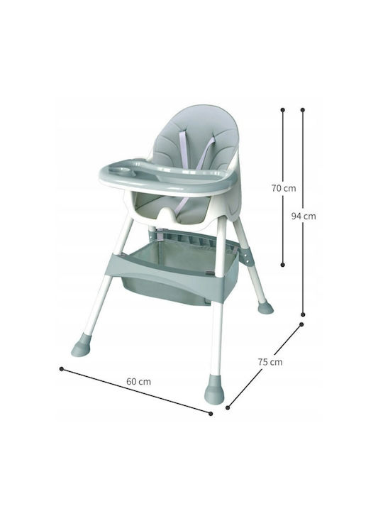 Pliabil Scaun de Masă pentru Copii 3 în 1 cu Cadru din Plastic & Scaun din Plastic Albastru