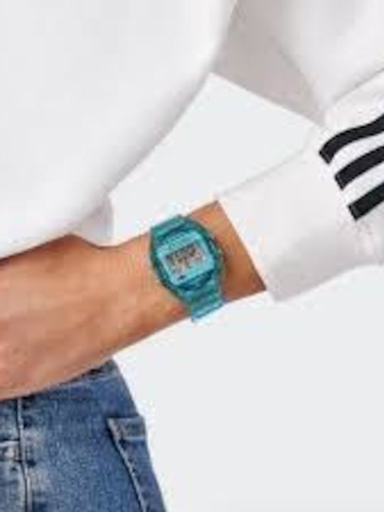 adidas Digital Men's Watch Battery with Blue Rubber Strap
