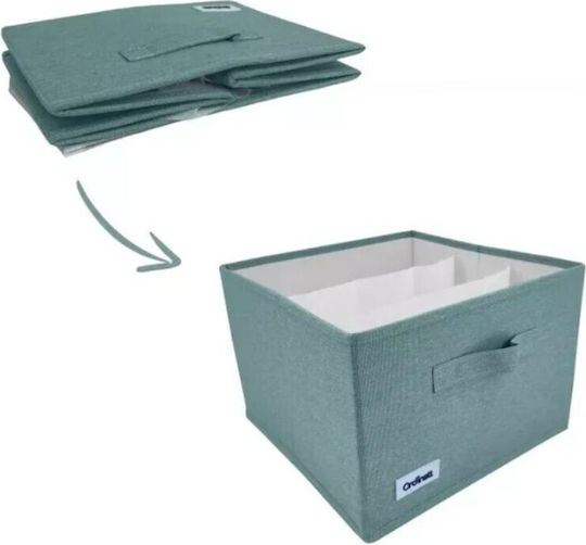 Ordinett Italy Stoff Aufbewahrungsbox für Kleidung in Grün Farbe 29x29x18.5cm 1Stück