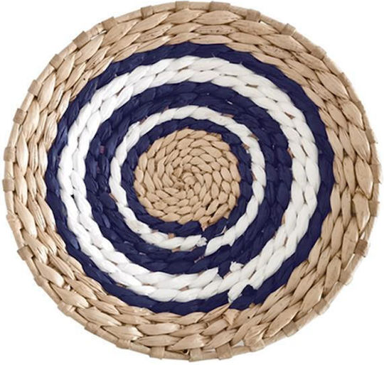 Δίσκος Boho Διακοσμητικός Ψάθινος Φυσικό Λευκό Μπλε Ø30εκ Δίσκος Boho Διακοσμητικός Ψάθινος Φυσικό Λευκό Μπλε Ø30εκ