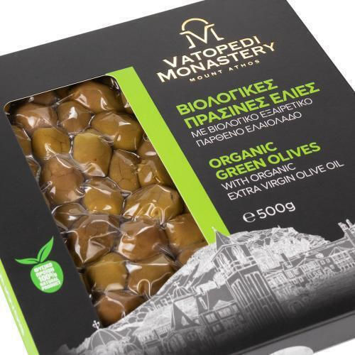 Organic Green Olives Ancient Olive Groves Holy Monastery of Vatopedi 500g Authentic Product of Vatopedi Monastery