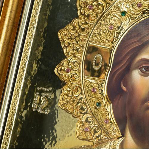 Christ Pantocrator Faithful Copy of Miraculous Icon Authentic Product of Vatopedi Monastery Holy Great Monastery Vatopedi 030401000022 57 X 44 Cm