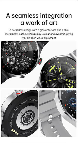 Microwear QW33 46mm Smartwatch with Heart Rate Monitor (Black Steel)