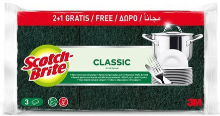 Scotch Brite Kitchen Sponge for Dishes Yellow Classic 3pcs