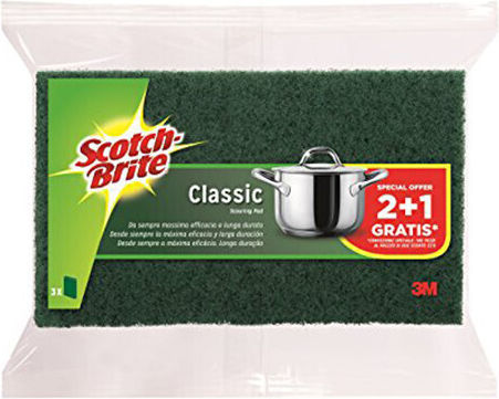 Scotch Brite Classic Set Kitchen Sponges for Dishes Green 3 Pieces