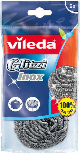 Vileda Glitzi Inox Комплект Кухненски Гъби За Плочи Сребристи 2 Бройки