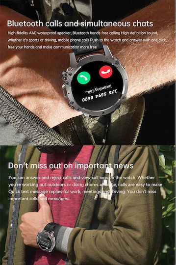 Microwear AK56 Smartwatch mit Pulsmesser (Silver Steel)