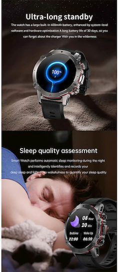 Microwear AK56 Smartwatch mit Pulsmesser (Silver Steel)