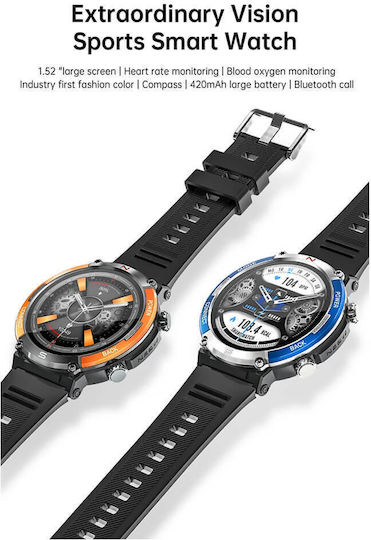 Microwear X11 Smartwatch με Παλμογράφο (Black / Blue)