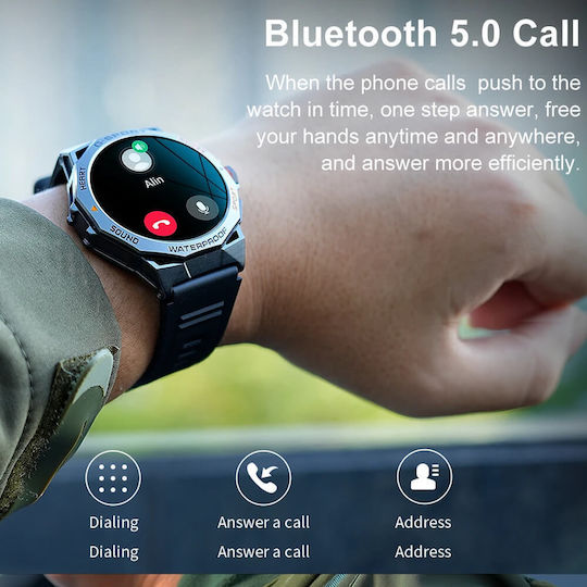 Microwear K62 Smartwatch με Παλμογράφο (Μαύρο)
