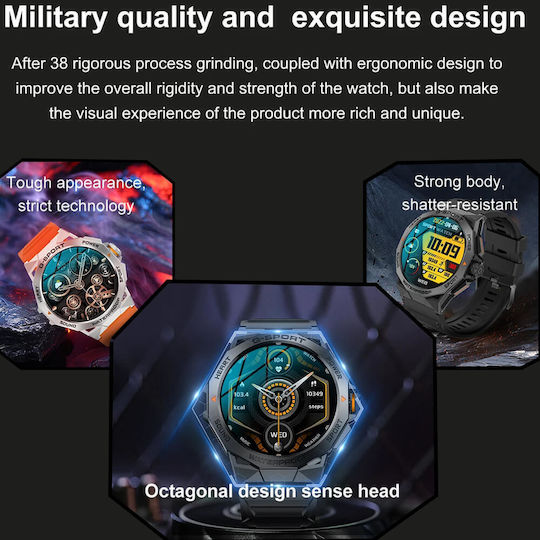 Microwear K62 Smartwatch με Παλμογράφο (Μαύρο)