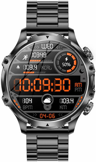 Microwear AK75 Smartwatch cu Pulsometru (Black Steel)