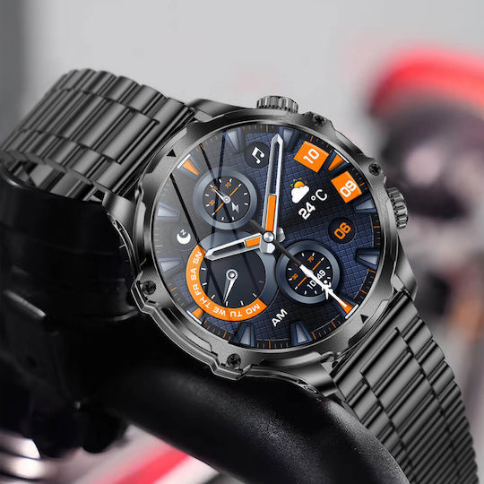 Microwear AK75 Smartwatch με Παλμογράφο (Silver Steel)