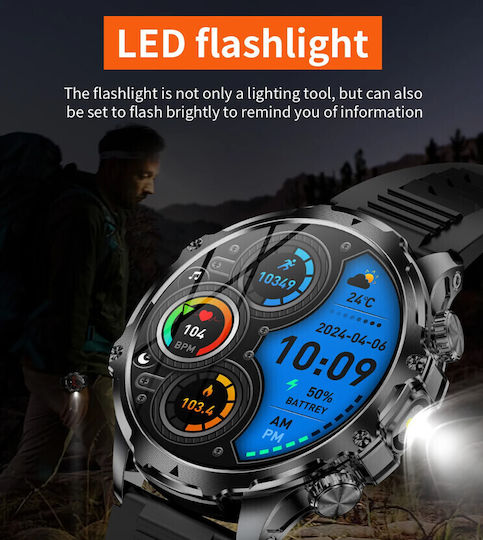 Microwear AK75 Smartwatch με Παλμογράφο (Silver Steel)