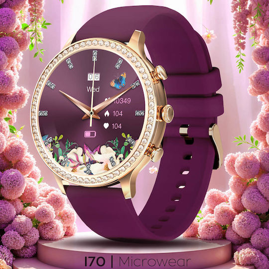Microwear I70 Smartwatch με Παλμογράφο (Μωβ)