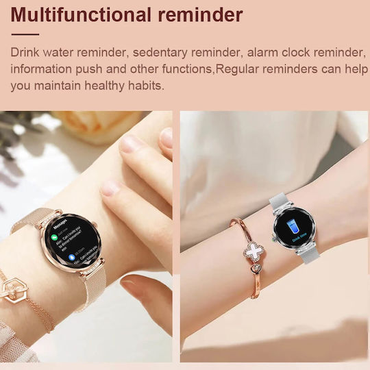 Microwear NX7 Pro Stainless Steel 38mm Smartwatch with Heart Rate Monitor (Silver Steel)