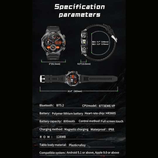 Microwear AK82 Smartwatch (Μαύρο)