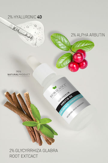Alpaya Dermaceuticals Super Serum Arbutin-HA Serum Hidratare pentru Fata cu Acid Hialuronic pentru Strălucire 30ml