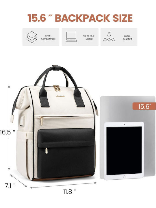 Lovevook Wasserdicht Tasche Rucksack für Laptop 15.6" beige/black MB2146