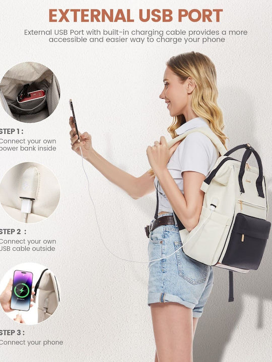 Lovevook Wasserdicht Tasche Rucksack für Laptop 15.6" beige/black MB2146